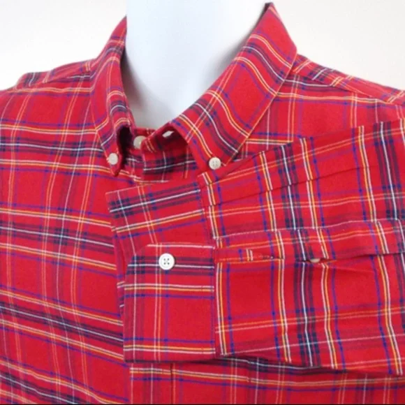 Saint Johns Bay Easy Care Men's Red Plaid Long Sleeve Button Down Shirt Size XXL - Picture 4 of 8